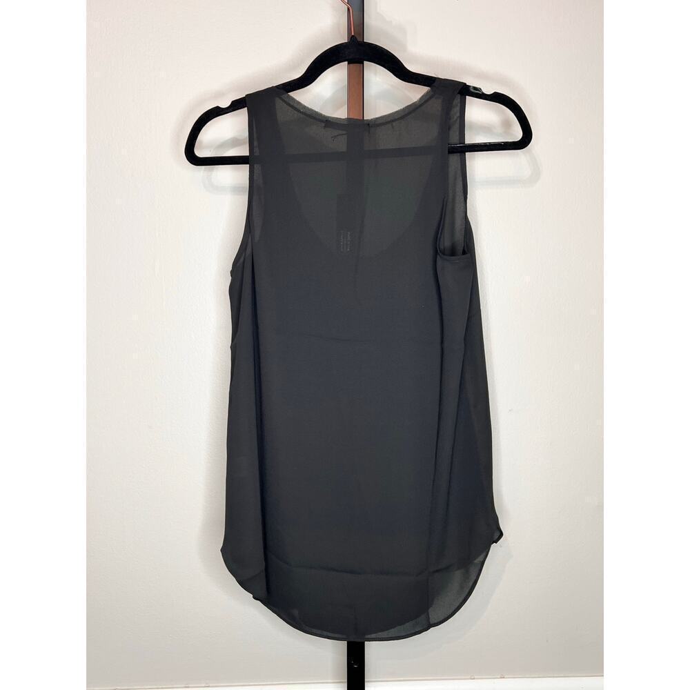 ☀️Krisa Sleeveless Scoop Neck Sheer Tunic Tank Top Black Women's Size XS NWT - Picture 5 of 8